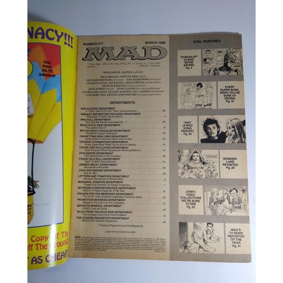 MAD Magazine March 1988 Michael Jackson Robocop Movie Bad Song Parody No 277 - Picture 3 of 8